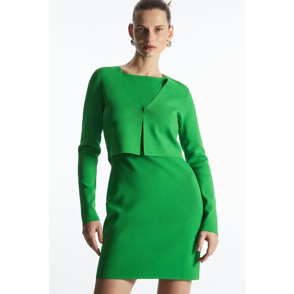 COS NWT Green Sleeveless High Neck Pullover Stretch Mini Bodycon Dress Size XS - Picture 13 of 13